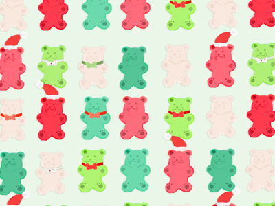 December 15th: Festive Gummy Bears advent calendar candy color digital festive gummy bears holiday illustration pattern red and green