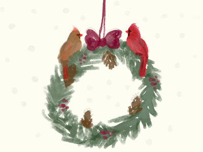 December 16th: Mr. and Mrs. Cardinal advent calendar birds cardinal digital holidays illustration painterly winter