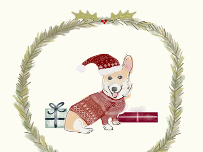 December 23rd: Christmas Corgi! advent calendar christmas color digital festive illustration pattern welsh corgi