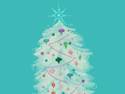 December 24th: Have a Sparkly Holiday! advent calendar christmas christmas tree color digital festive illustration retro