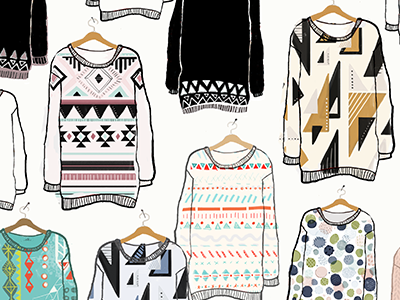 It's Sweater Weather! color design digital illustration pattern surface design sweaters winter