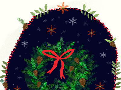 December 3rd: Hang a Festive Wreath advent calendar color drawing festive illustration pattern surface design wreath