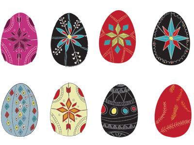 Ukrainian Eggs color digital easter illustration pattern