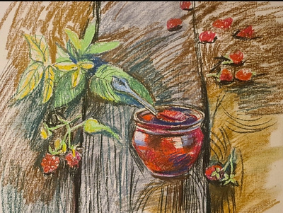 Rasberry jam, soft pastel, 45×29 sm