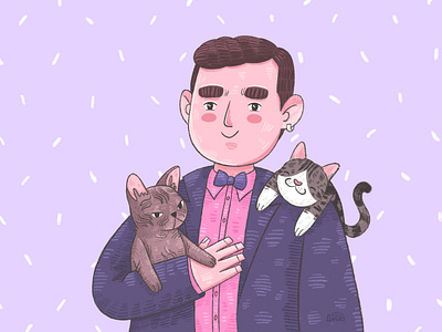 Portrait with cats cats character design illustration portrait procreate