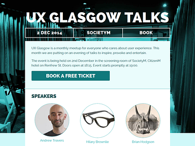 UX Glasgow event page event speakers ux