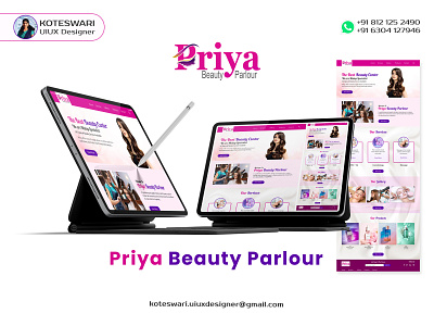 Priya Beauty Parlour Website adobexd app appdesign beautyparlortemplate branding design figma graphicdesign koteswari koteswariuiuxdesigner landingpage logo photoshop ui uidesigner userinterfacedesign ux uxdesigner webdesign website