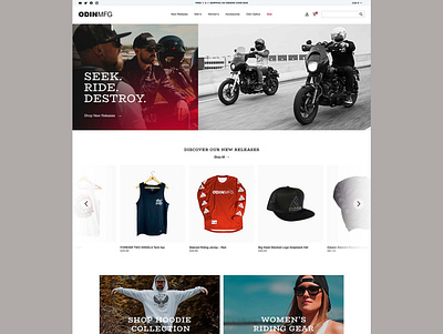 ODIN site. ecommerce homepage web design website