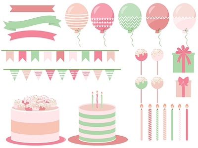 set of festive accessories for the holiday design graphic design illustration vector