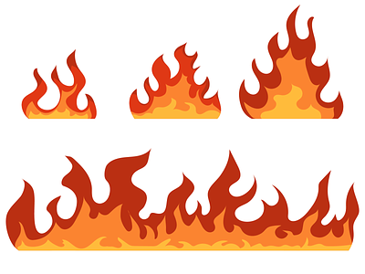 set with flames of various shapes and sizes. collection with fir design graphic design vector камин костер огонь очаг пламя туризм