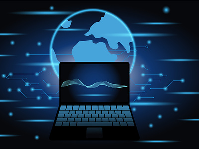 laptop on a background of neon Earth. design graphic design illustration vector абстракция неон ноутбук технологии