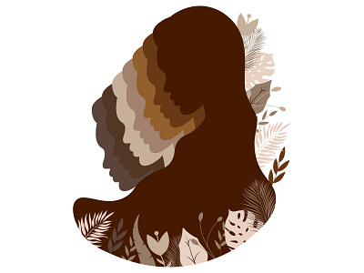 profile vector of female heads of different skin colors. design graphic design illustration vector woman