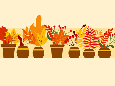 Autumn bouquets in flowerpots.