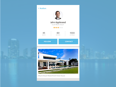 Daily Ui 006- User Profile app daily house profile realtor reviews sell white