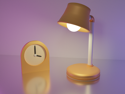 Blender 3D Lamp And Clock