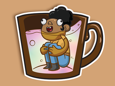 One More Cup caffeine coffee coffeeshop design dribblerookie illustration sticker sticker design stickermule