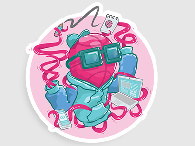 Essence of Dribbble dribbble illustration pink rebound shot skickermule sticker