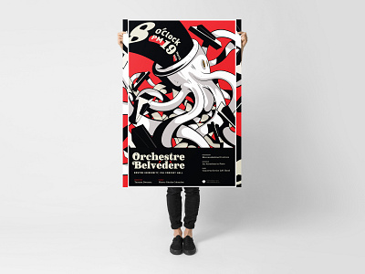 Orchestre Belvedere Poster brand branding design event festival gig identity illustration layout logo music piano poster show type typography white glove
