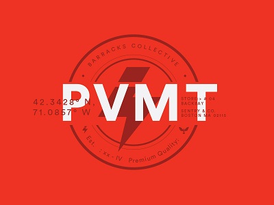 Pvmt coordinates icon lockup logo red seal typography