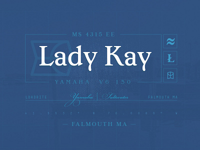 Lady Kay blue lockup name nautical sketch typography