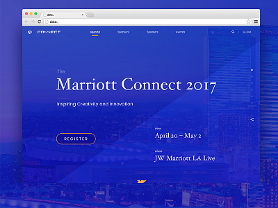 Marriott Connect blue design event hotel interface navigation sketch social ui ux website wip