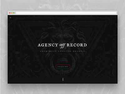 Agency Off Record branding dark ui ux website