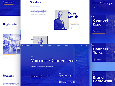 Marriott Connect bio blue branding landing page ticket ui ux web