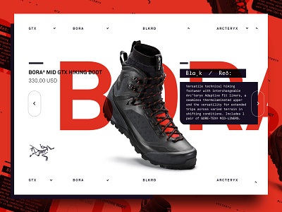 BORA RED card design interface layout product shoe typography ui ux website