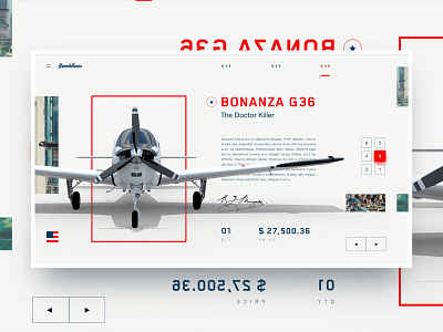 The Bonanza G36 card composition design lockup plane store typography ui ux website