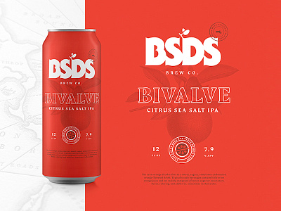 BSDS Citrus Sea Salt IPA bay state design shop beer brand brewery bsds can identity orange oysters packaging