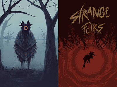 Strange Folks Illustrations art artwork branding character design concept art creature digital illustration inktober jackalope lettering monster procreate