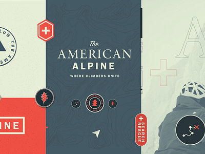 American Alpine Brand Refresh america american american alpine club arcteryx brand branding climbing design icons leaf logo outdoors patch pins practice makes rescue search topography trees woods