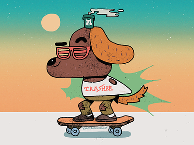 Skate dog character design graphic design illustration