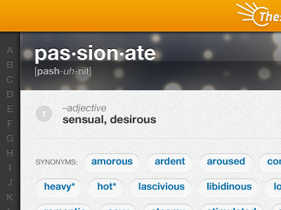 pas • sion • ate app dictionary.com ipad thesaurus