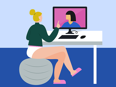 No Pants No Problem at desk facetime nopants quarantine sitting at desk social distancing stay home stayhome video call video chat wfh work form home work remotely working yoga ball zoom