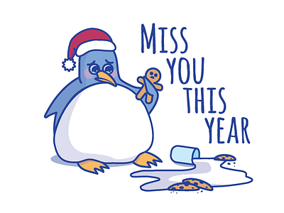 Eat your feelings penguin christmas card christmas cards cute penguin fat penguin ginger bread holiday card penguin sad penguin spilt milk