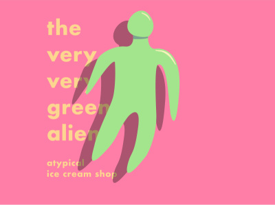 The very very green alien - Illustration abstract branding graphic design green green and pink ice cream illustration pink typography