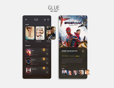 Glue - Movie Buy & Rent android app app apple branding design graphic design illustration logo movie movie app netflix series socialmedia ui ux vector