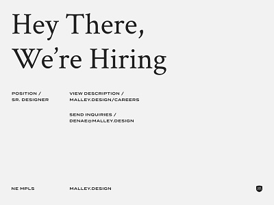 Hey There, We're Hiring agency designjobs job jobs minneapolis studio