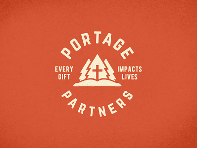 Portage Partners Logo arched type badge camp illustration logo summer camp
