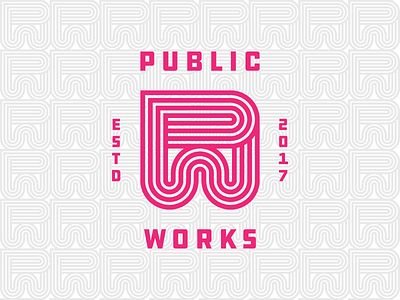 Public Works Pattern charcoal illustration logo monogram pink