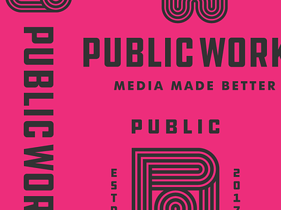 Public Works Wallpaper charcoal illustration logo monogram pink