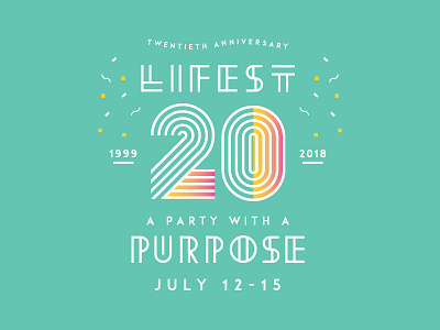 Lifest 2018 Concept confetti custom type gradient lockup logo party