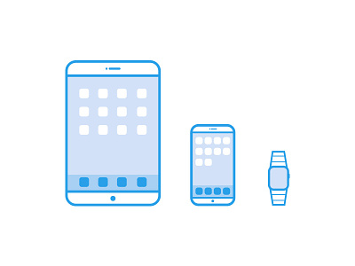 Apple Devices apple apps blue icon illustration ipad iphone outline ui ux watch wireframe
