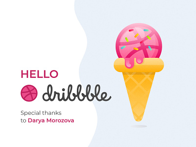 mmM, dribbble! debut design first shot flat hello hello dribbble ice cream icon illustration vector