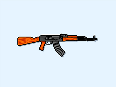 AK-47 adobe illustrator ak 47 ak 47 assault cartoon design flat gun icon illustration kalashnikov line icon logo military rifle vector weapon