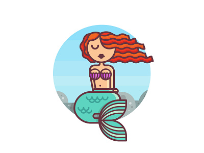 Mermaid adobe illustrator ariel cartoon character design flat girl icon illustration line icon logo mermaid sea vector
