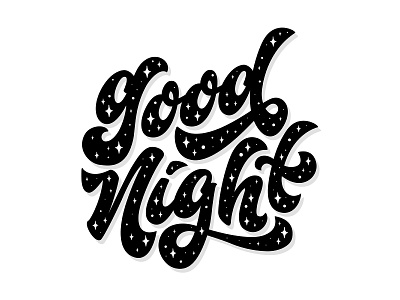 Good Night adobe illustrator black and white calligraphy design dream flat good hand drawn handlettering icon illustration lettering logo logotype night sky sleep space star vector