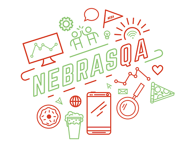 NebrasQA flat hack day hudl illustration meet up nebraska qa skunkworks thick lines