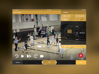 Edit Mode basketball edit hudl ios ipad mode playback controls shot chart stats tablet timeline